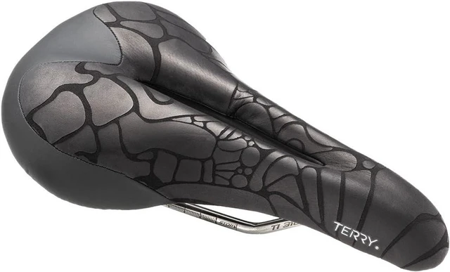 Main image of Terry Bike Saddle Womens Butterfly Ti Saddle, Bicycle Seat for Women - Comfortable Flat Top Textured Leather Cover Bike Seat