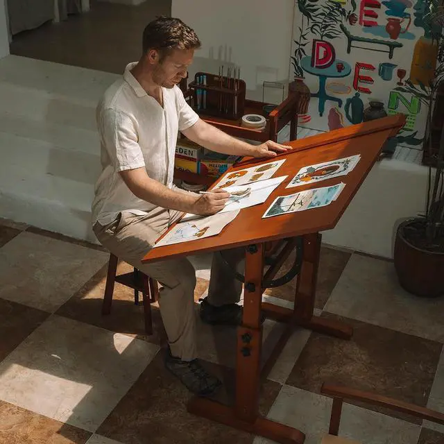 Alt view image 2 of 6 - MEEDEN Extra-Large Wood Drafting Table: 42" x 30" Artist Drawing Table Desk