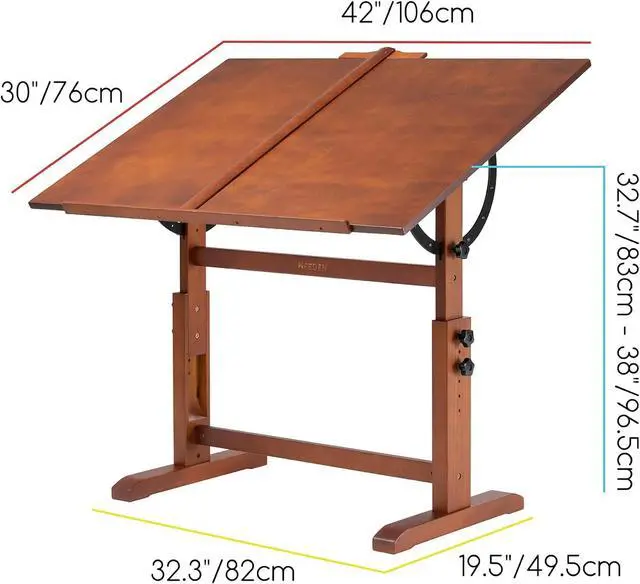 Alt view image 3 of 6 - MEEDEN Extra-Large Wood Drafting Table: 42" x 30" Artist Drawing Table Desk