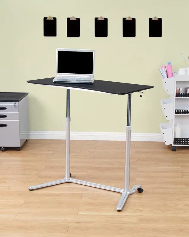 Alt view image 7 of 7 - Calico Designs 51230 Sierra Height Adjustable Desk, Silver/Black 37.5 Inch