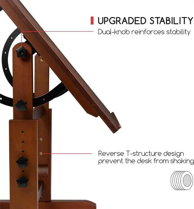 Alt view image 5 of 6 - MEEDEN Extra-Large Wood Drafting Table: 42" x 30" Artist Drawing Table Desk