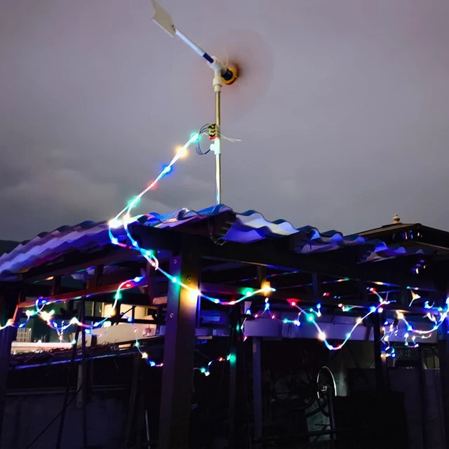 Alt view image 2 of 7 - DIY Small Wind Turbine Generator Kit and Light Strip for Backyard Decoration Free Energy Generator Garden Decor 18 Inches Diameter