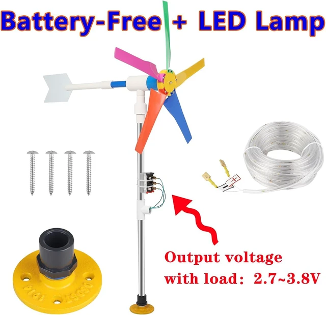 Alt view image 4 of 7 - DIY Small Wind Turbine Generator Kit and Light Strip for Backyard Decoration Free Energy Generator Garden Decor 18 Inches Diameter