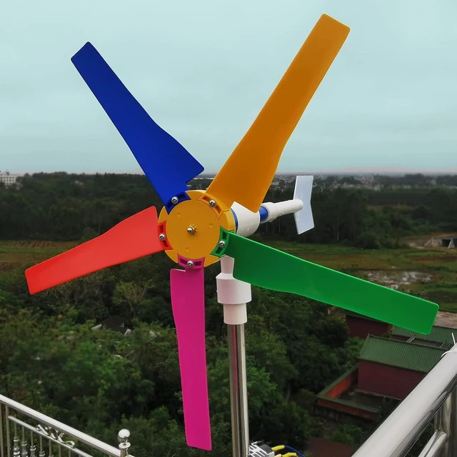 Alt view image 6 of 7 - DIY Small Wind Turbine Generator Kit and Light Strip for Backyard Decoration Free Energy Generator Garden Decor 18 Inches Diameter