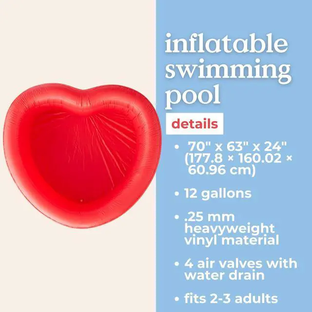 Alt view image 2 of 5 - Ban.do Novelty Shaped Inflatable Swimming Pool, Red Heart