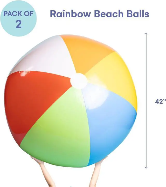 Alt view image 3 of 6 - Top Race 2-Pack Giant Beach Balls 42-Inch Inflatable Pool Balls for Swimming and Outdoor Fun - Multicolor Big Shiny Ball for Beach Party and Summer Games