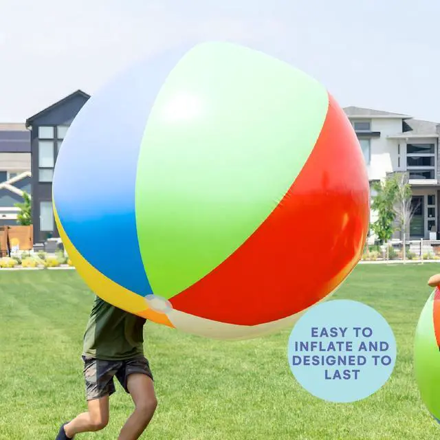 Alt view image 2 of 6 - Top Race 2-Pack Giant Beach Balls 42-Inch Inflatable Pool Balls for Swimming and Outdoor Fun - Multicolor Big Shiny Ball for Beach Party and Summer Games