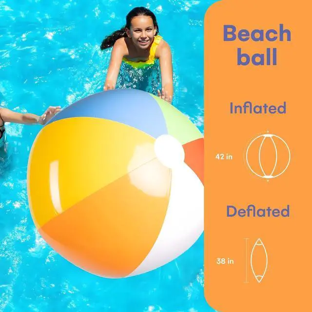 Alt view image 6 of 6 - Top Race 2-Pack Giant Beach Balls 42-Inch Inflatable Pool Balls for Swimming and Outdoor Fun - Multicolor Big Shiny Ball for Beach Party and Summer Games