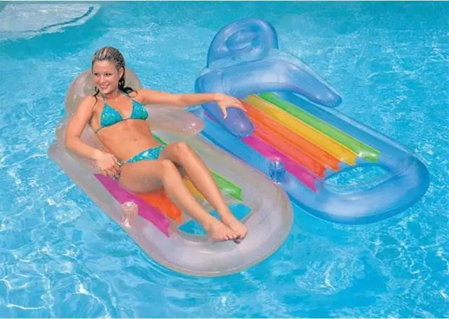 Alt view image 7 of 7 - Intex King Kool Lounge Inflatable Swimming Pool Lounger with Headrest (Pair)