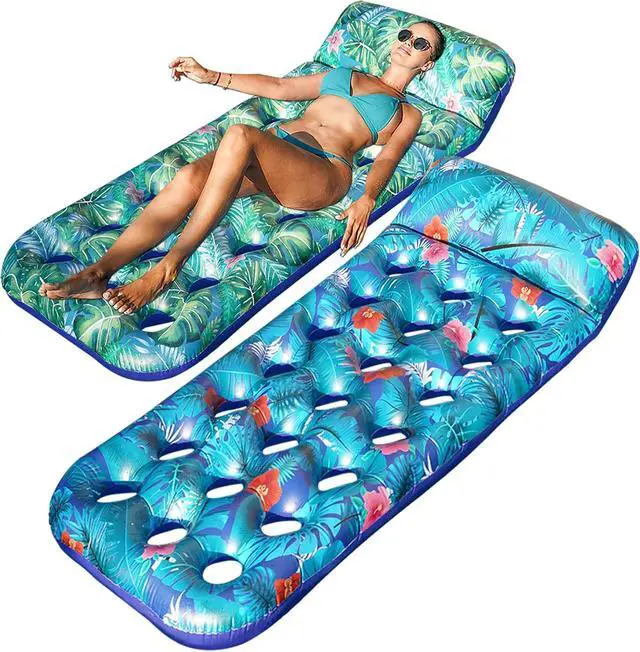 Main image of FindUWill Inflatable Pool Floats Adult, Large Pool Float Raft with Headrest for Adults, Tanning Pool Lounger Cooling Pool Floaties for Vacation