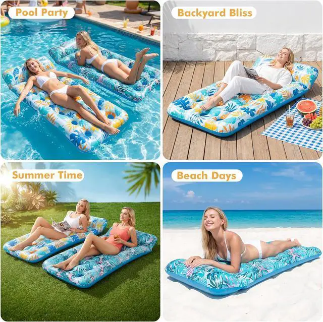 Alt view image 4 of 7 - Stonful 2 Pack Inflatable Pool Floats, Cooling Pool Rafts for Adults