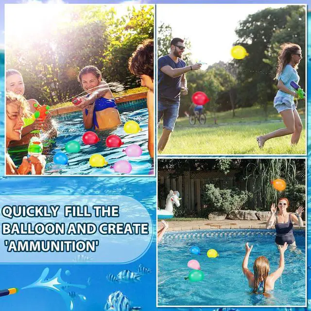 Alt view image 4 of 6 - Junkin 3 Pcs Water Balloon Pump with 1000 Balloons, Balloon Filler 3 in 1 Air and Inflator Portable Filling Pumping Station for Summer Themed Parties Water Fight, Random Color