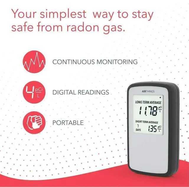 Alt view image 4 of 7 - Airthings Corentium Home Radon Detector 223 Portable, Lightweight, Easy-to-Use, (3) AAA Battery Operated, USA Version, pCi/L
