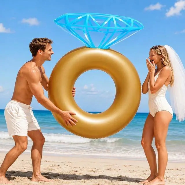 Alt view image 5 of 7 - Jasonwell Inflatable Diamond Ring Pool Float - Engagement Ring Bachelorette Party Float Stagette Decorations Swimming Tube Floaty Outdoor Water Lounge Floats for Adults