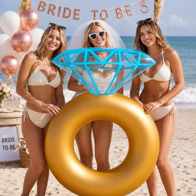 Alt view image 7 of 7 - Jasonwell Inflatable Diamond Ring Pool Float - Engagement Ring Bachelorette Party Float Stagette Decorations Swimming Tube Floaty Outdoor Water Lounge Floats for Adults