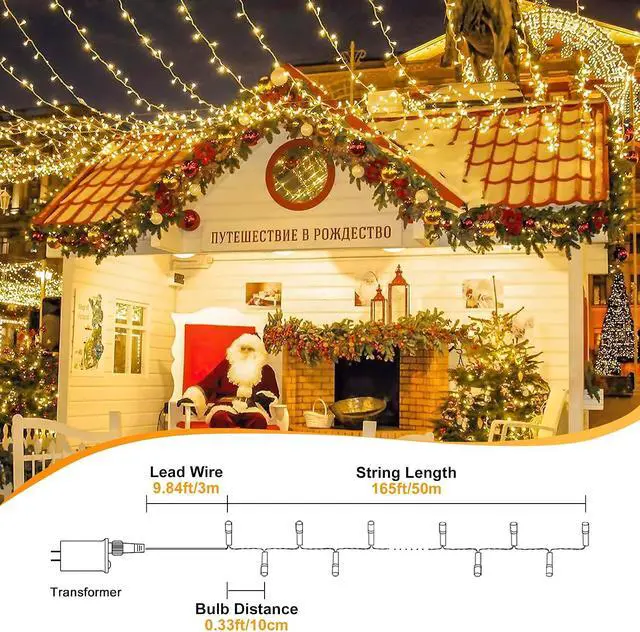 Alt view image 2 of 7 - Warm White Christmas Fairy String Lights, 165FT 500L Indoor Outdoor
