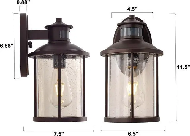 Alt view image 2 of 6 - MICSIU Motion Sensor Bronze Outdoor Wall Light 1 Pack, 11.5" Farmhouse
