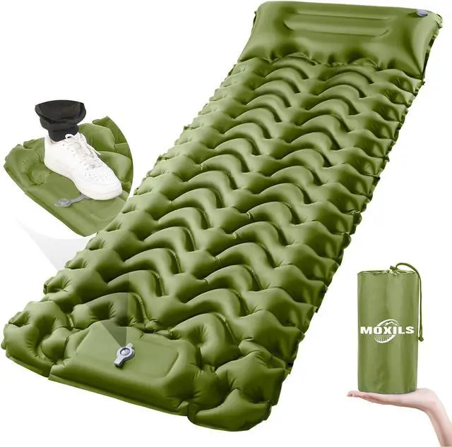 Main image of MOXILS Sleeping Pad, Ultralight Inflatable Sleeping Pad for Camping, Built-in Pump, Ultimate for Camping, Hiking, Airpad, Carry Bag, Repair Kit, Compact & Lightweight Air Mattress(Green)