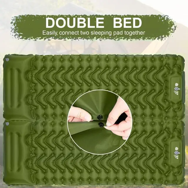 Alt view image 2 of 7 - MOXILS Sleeping Pad, Ultralight Inflatable Sleeping Pad for Camping, Built-in Pump, Ultimate for Camping, Hiking, Airpad, Carry Bag, Repair Kit, Compact & Lightweight Air Mattress(Green)