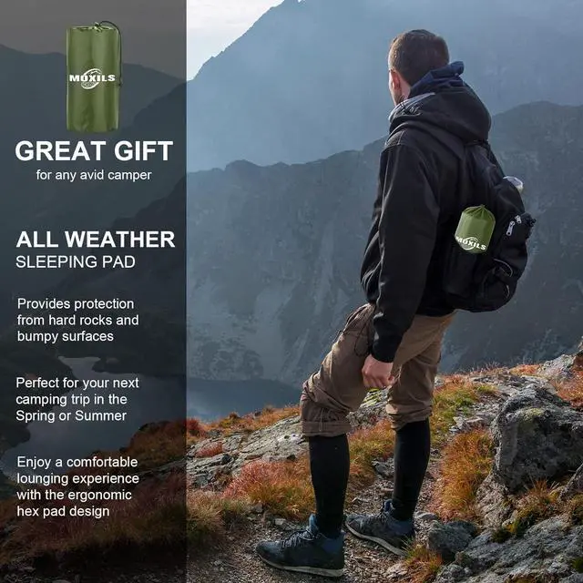 Alt view image 7 of 7 - MOXILS Sleeping Pad, Ultralight Inflatable Sleeping Pad for Camping, Built-in Pump, Ultimate for Camping, Hiking, Airpad, Carry Bag, Repair Kit, Compact & Lightweight Air Mattress(Green)