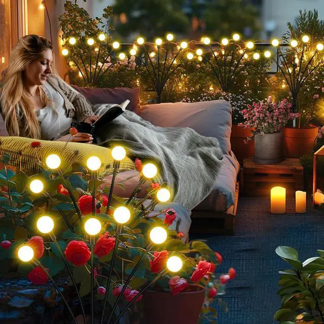 Alt view image 2 of 7 - Solar Garden Lights Outdoor Waterproof, Swaying Firefly Light, Garden Decor