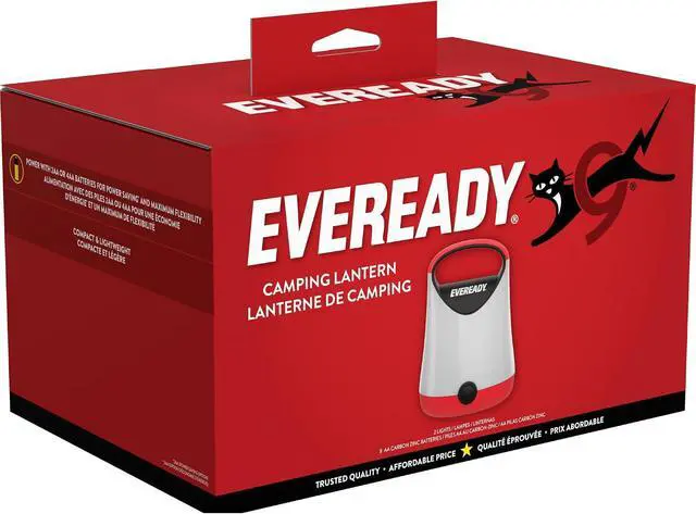 Alt view image 7 of 7 - Eveready LED Camping Lantern X-250 (2-Pack), Super Bright Tent Lights, Rugged Water Resistant LED Lanterns, 100 Hour Run-time (Batteries Included), Red and Black