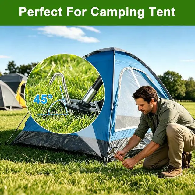 Alt view image 4 of 7 - AAGUT Metal Tent Stakes Heavy Duty 9 Inch, Anti-Rust Yard Pegs for Camping