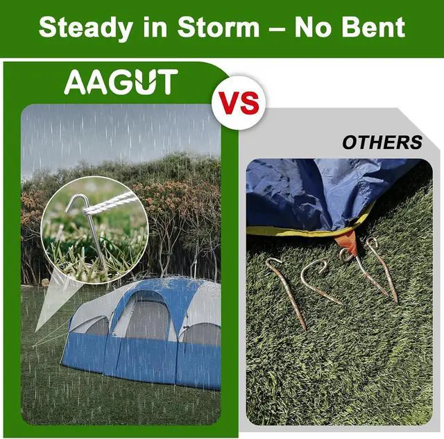 Alt view image 5 of 7 - AAGUT Metal Tent Stakes Heavy Duty 9 Inch, Anti-Rust Yard Pegs for Camping