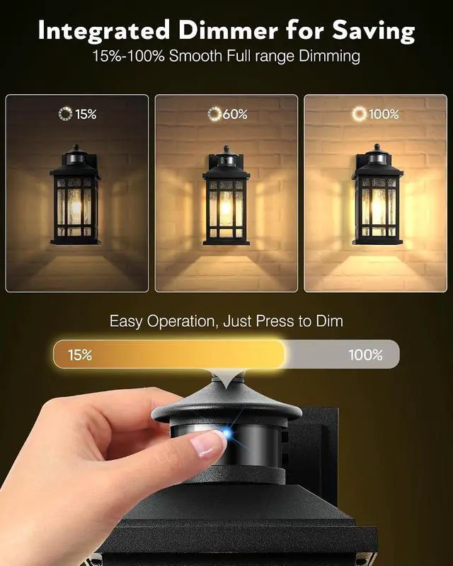 Alt view image 4 of 7 - Motion Sensor Outdoor Wall Light, Adjustable Sensing Range Outside Lights for House, Black Dawn to Dusk Sconce Lights for Patio, Anti-Rust Waterproof Porch Lantern Wall Mount with Bubble Glass