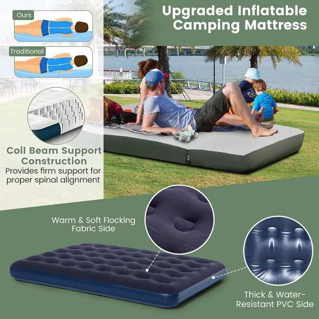 Alt view image 6 of 7 - Goplus Camping Tent Cot, 5-in-1 Folding Camping Bed with Air Mattress, Pillow, Sleeping Bag, Waterproof Elevated Tent Shelter, Portable Outdoor Sleeping Cot with Carry Bag for Picnic, Trip