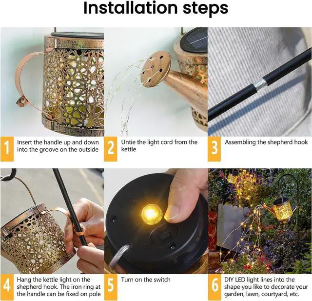 Alt view image 4 of 6 - Solar Lights Outdoor Decorative, Solar Watering Can Lights (Warm White)