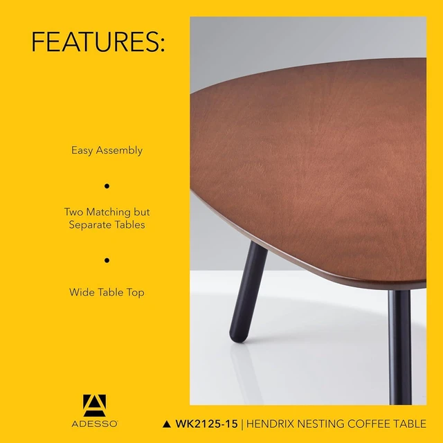 Alt view image 6 of 7 - Adesso Set of 2 Nesting Coffee Tables, Walnut Oak & Matte Black