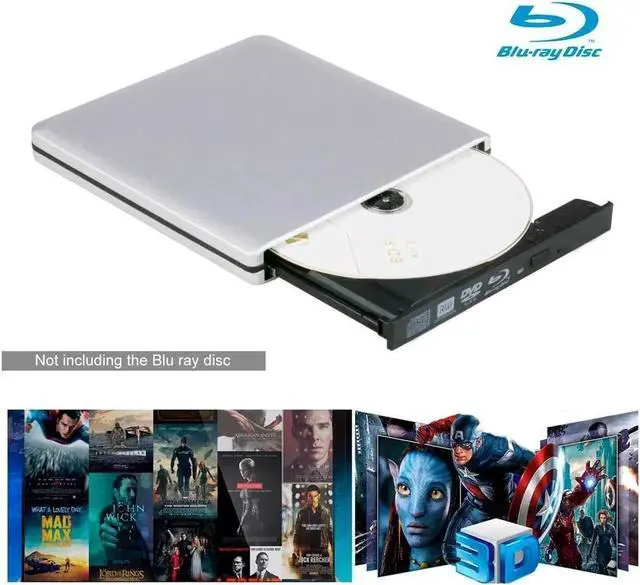 Alt view image 3 of 14 - JAENFONG External 3D Blu ray CD DVD Drive, Portable USB 3.0 and Type-C Blu-ray CD/DVD+/-RW Burner Player Writer Reader Rewriter for PC Netbook Laptop Desktop with Mac OS Windows XP/7/8/10 Silver