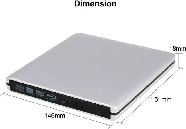 Alt view image 2 of 14 - JAENFONG External 3D Blu ray CD DVD Drive, Portable USB 3.0 and Type-C Blu-ray CD/DVD+/-RW Burner Player Writer Reader Rewriter for PC Netbook Laptop Desktop with Mac OS Windows XP/7/8/10 Silver