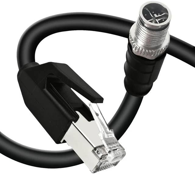 Main image of GEOAOBLE 3.3FT M12 8 Pin X Code Male to RJ45 Industrial Ethernet Cable High Flexible Shielded Ethernet CAT6A Cable for Industrial Camera 1M
