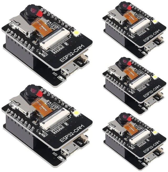 Main image of 5 Set ESP32 Cam WiFi Bluetooth Development Board with OV2640 Camera Module + Micro USB to Serial Port CH340C 4.75V-5.25V Nodemcu for Raspberry Pi