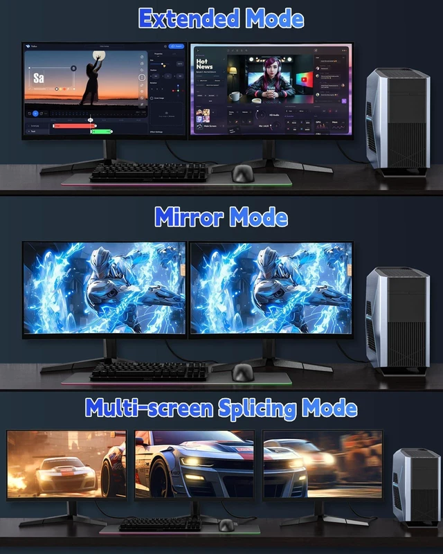 Alt view image 4 of 5 - Zelcaum Displayport Cable 1.4, Long Display Port 1.4 Cable 8K 60Hz, 4K 2K@240Hz 180Hz 165Hz 144Hz 120Hz 60Hz DP Cord 54Gbps DSC1.2 HBR3 HDR HDCP FreeSync G-Sync, Gaming Monitor PC Graphics 20FT 25FT
