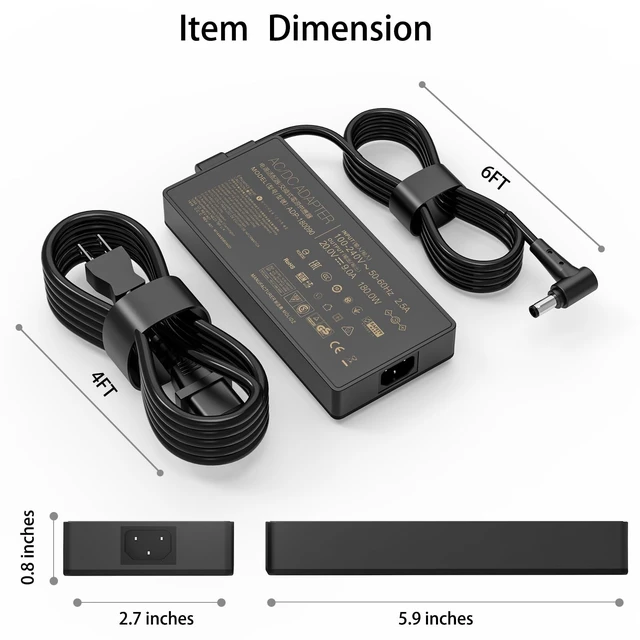 Alt view image 2 of 5 - 240W Charger Compatible with Asus TUF Gaming A15 A17 F15 F16 F17