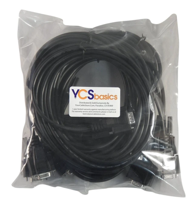 Alt view image 2 of 2 - Five Pack of YCS Basics Black 10 Foot DB9 9 Pin Serial / RS232 Male/Female Extension Cables