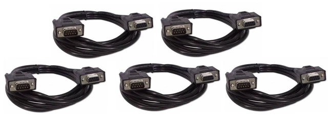 Main image of Five Pack of YCS Basics Black 10 Foot DB9 9 Pin Serial / RS232 Male/Female Extension Cables