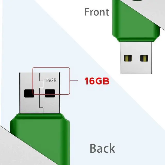 Alt view image 2 of 5 - MOSDART USB2.0 16GB Flash Drive, Swivel Design with LED Indicator, Keychain Loop, FAT32 Memory Stick for Data Storage, Green(Pack of 10)