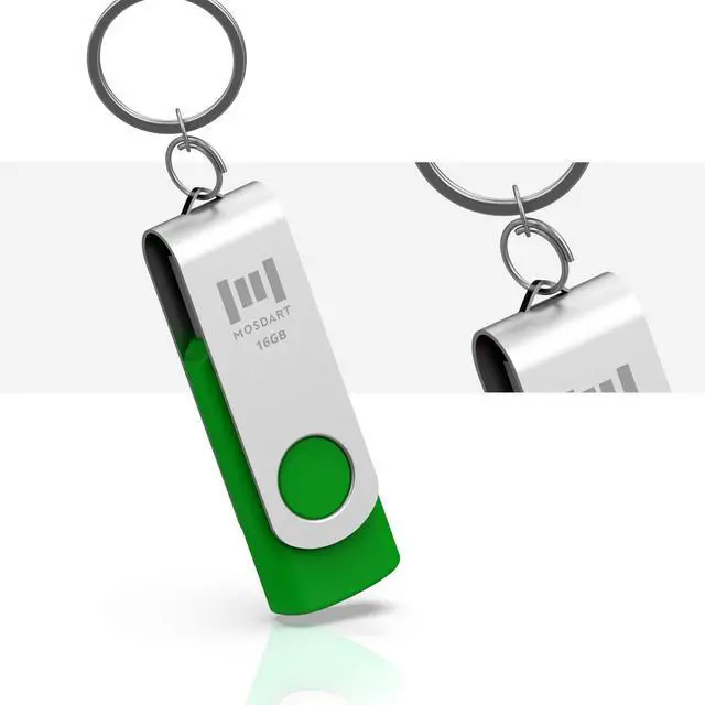 Alt view image 4 of 5 - MOSDART USB2.0 16GB Flash Drive, Swivel Design with LED Indicator, Keychain Loop, FAT32 Memory Stick for Data Storage, Green(Pack of 10)