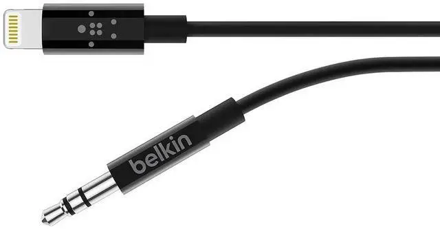 Main image of Belkin 3.5mm Audio Cable with Lightning Connector, 6ft Durable AUX Cable for iPhone, iPad, and iPod - Connects to Car Stereo, Headphones, and Speakers - MFi-Certified for Apple Devices - Black