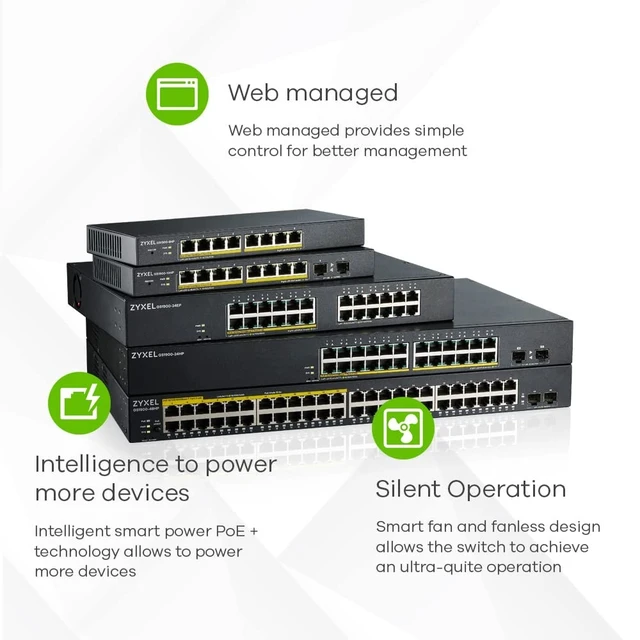 Alt view image 4 of 5 - Zyxel 8 Port Network Ethernet Switch ^^ Smart Managed PoE+ ^^ GS1900-8HP