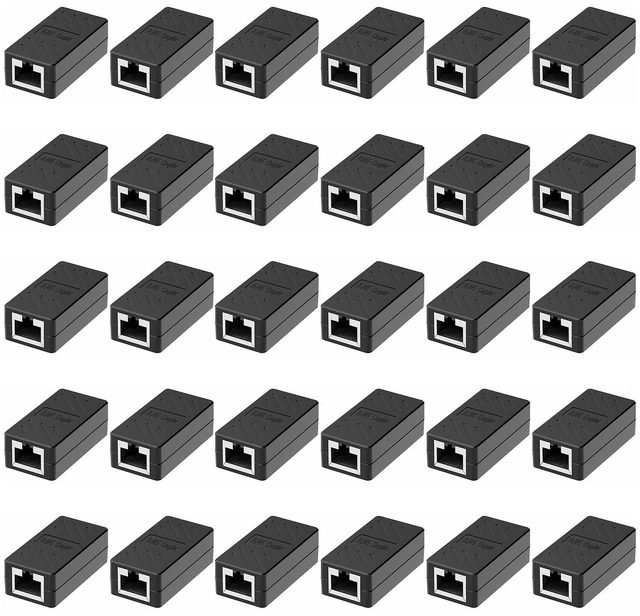 Main image of Dingsun RJ45 Coupler, Ethernet Extender Female to Female Ethernet Coupler for Cat7/ Cat6/ Cat5/ Cat5e(30Pack, Black)