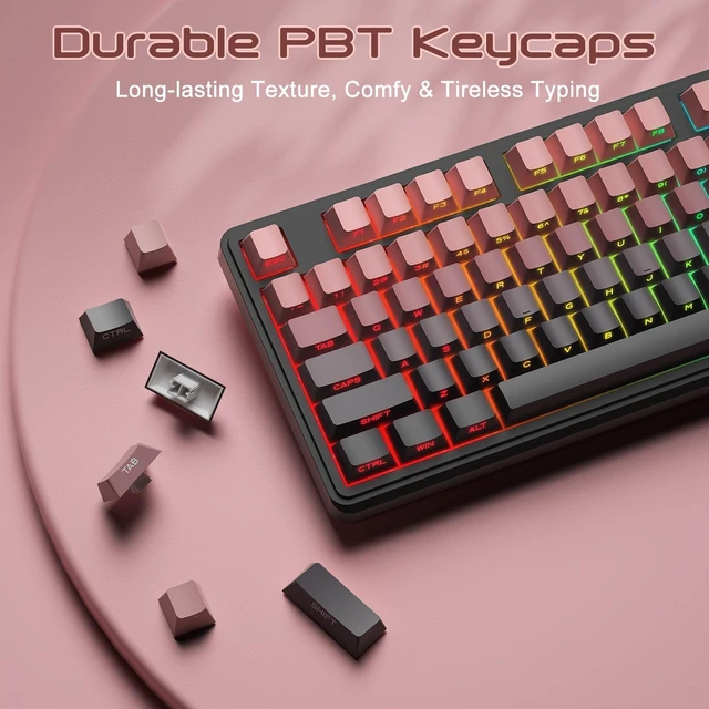 Alt view image 5 of 5 - BlueFinger RGB Gaming Keyboard and Mouse Combo, 98 Key Wired USB-C Keyboard with Volume Knob, Quiet Mechanical Feel, Side Printed PBT Keycaps, LED Mouse with 4 DPI for MAC Xbox PC Gamer