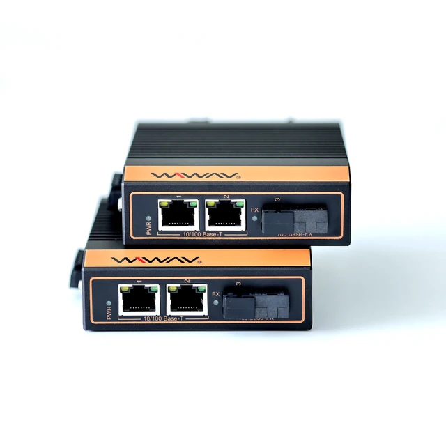 Alt view image 3 of 5 - WIWAV W1003-2FE1FX-I 10/100Mbps 3-Port Industrial Ethernet Media Converter with DIN Rail/Multi-Mount(UL Listed, Pack of 2, IP40, -40~85)