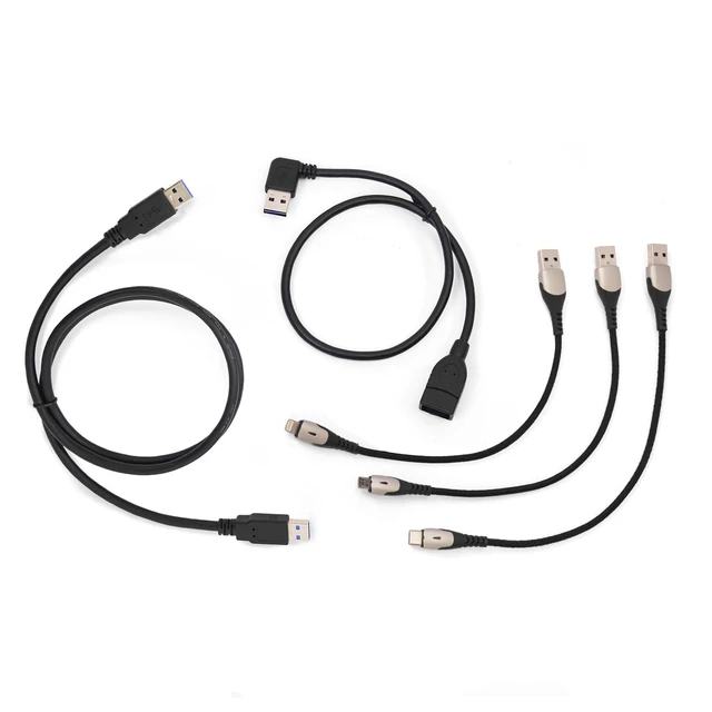 Alt view image 2 of 5 - Mission Darkness USB Cable Set UL-Certified Shielded Cables for Digital Forensics & RF-Shielded Enclosures Includes USB-A, USB-C, Micro USB, Lightning-Compatible, Extension Cables & Zipper Pouch