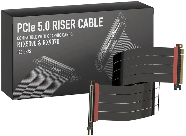 Main image of LINKUP PCIE 5.0 Riser Cable ^^ for Vertical GPU Mount ^^ Right Angle ^^ Graphics Card GPU Ready ^^ Usable with PCIe 4.0 & RX 9070/ RTX5090 ^^ 60cm (Total Length: 64cm)