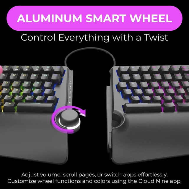 Alt view image 5 of 5 - Cloud Nine ErgoTKL Ergonomic Tenkeyless Mechanical Keyboard for PC Kailh Red TKL RGB Backlit Ergo Split Key Board